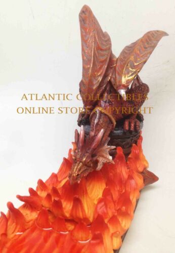 Ebros 15 Inch Fire Breathing Dragon Resin Incense Holder Statue Figurine - Ebros Gift