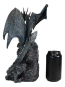 Elemental Quiksilver Bifrost Dragon Guarding LED Light Blue Crystal Cave Statue