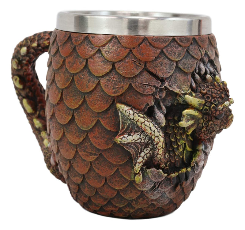 Ebros Medieval Khaleesi's Elemental Dragon Colorful Scale Egg With Hatching Wyrmling Small Coffee Tea Mug Cup 3.75" High Fantasy GOT Themed Dungeons And Dragons Drinking Cups (Fire Red)