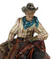 Western Desert Cowboy On Saddleback Brown Stallion Horse By Cactus Figurine