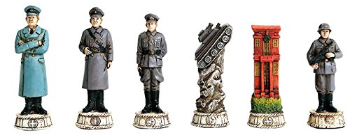 Ebros Gift World War Two Allied United States VS Axis Germany Resin Chess Pieces With Fine Glass Board Set - Ebros Gift