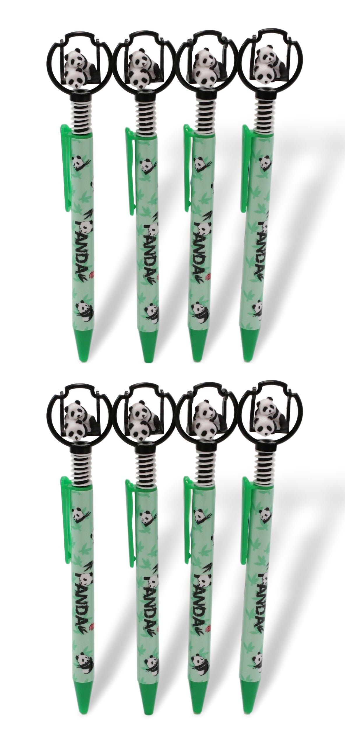 Pack Of 24 Panda Bear Cubs On Swing Green Ballpoint Ball Black Ink Pens W/ Base - Ebros Gift