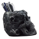 Ebros Set of 2 Tribal Tattoo Floral Skulls Stationery Pen Holder Desktop
