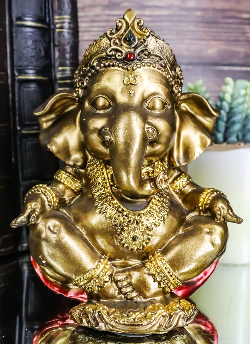 Vastu Hindu Elephant God Baby Ganesha Ganapati Sitting In Meditation Figurine