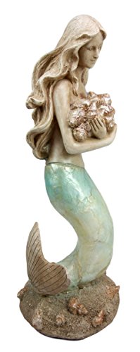 Ebros Large Ocean Mermaid Maiden Collecting Seashells Decor Figurine 14.75"H