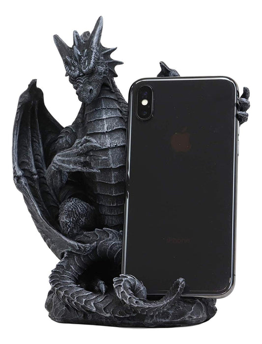 Ebros Gothic Standing Guardian Dragon Cell Phone Holder Figurine Office Decor - Ebros Gift