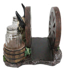 Ebros Western Bull Skull By Wheel Wagon And Barrels Salt Pepper Shakers Napkin Holder