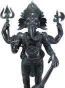 Ebros Large 21" Tall Bali Ganesha With Dhoti in War Armor On Pillar With Rat Statue