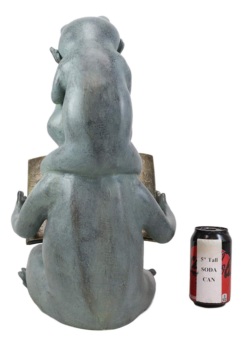 18"H Aluminum Whimsical Froggy Story Fable Frog Family Fatherhood Garden Statue