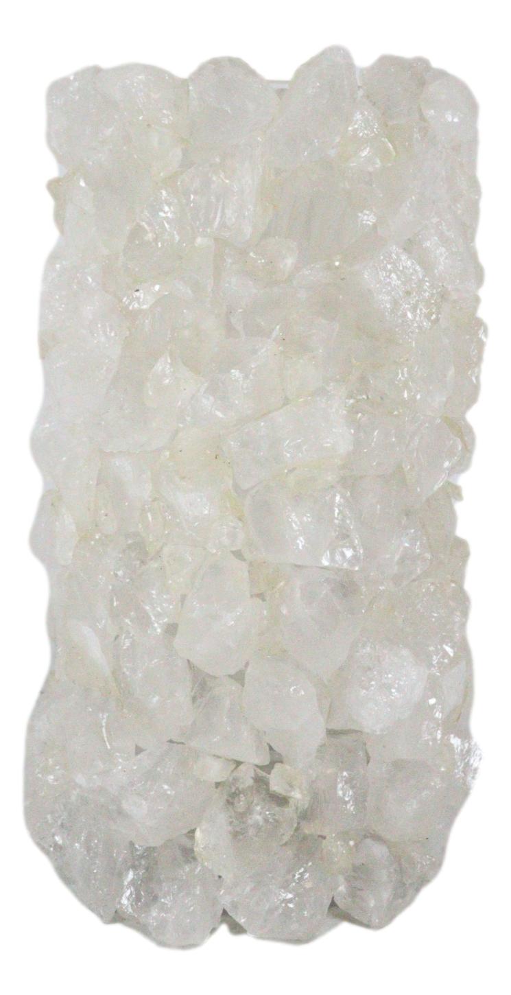 Pillar Quartz Crystal Mineral Stone Rocks Floral Vase Modern Accent Decor 12"H