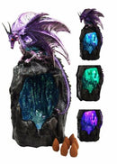 Purple Azure Quartz Dragon On Gemstone Mountain Backflow Incense Burner Figurine