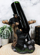 Ebros Gift 10" Tall Climbing Black Bear Liquor Wine Glasses and Bottle Valet Holder Decorative Figurine