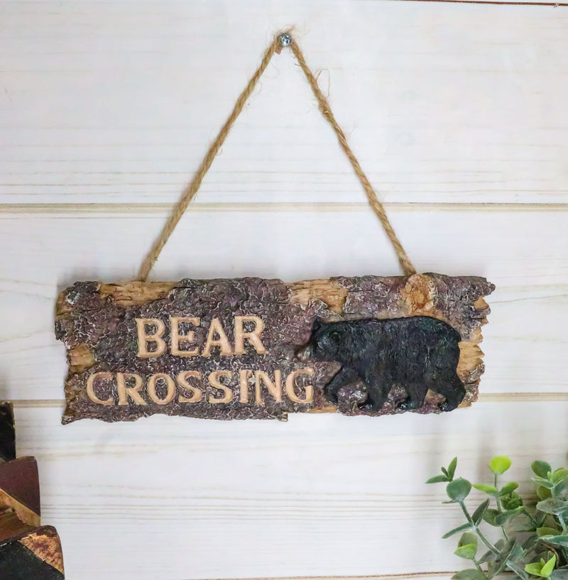 Ebros 8.25" W Rustic Bear Signs Bear Crossing Sign Wall Mounted Decor Figurine