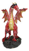 Fantasy Midnight Leviathan Red Dragon Standing On Volcanic Rock Small Figurine