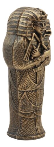 Bronzed Small Ancient Egyptian Pharaoh King Tut Sarcophagus With Mummy Statue