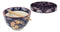 Ebros Japanese Dining Tempura Udon Noodles And Tentsuyu Dipping Sauce Large 6"D Bowl With Condiment Divider Lid And Built In Chopsticks Rest With Bamboo Chopsticks Set (Blue Spring Blossoms)