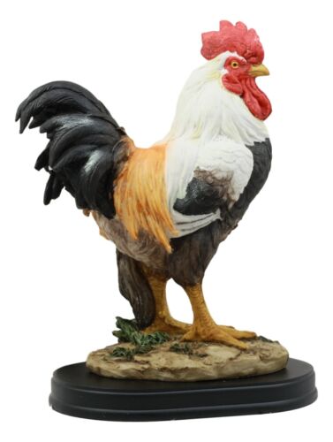 Black Breasted Rooster Statue With Base 7"Tall Proud Country Chicken Figurine
