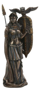 Ebros Greek Goddess Athena Wearing Helmet With Spear Aegis Shield And Owl Statue Decor