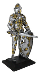 Medieval Swordsman Roccoco Italian Knight Figurine 8" Suit of Armor Coat Of Arms