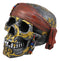 Ebros Tribal Gold Tattoo Pirate Skull With Red Bandana Statue Halloween Decor