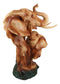Safari Wildlife Elephant Father And Calf With Trunk Up Bust Faux Wood Figurine