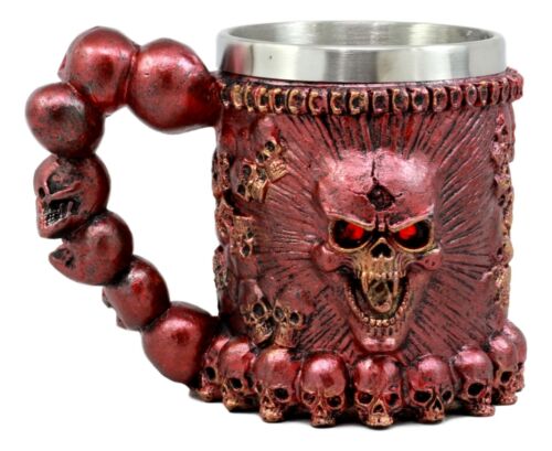Ossuary Metallic Red Protruding Skull With Bloodshot Eyes Mug Beer Stein Tankard