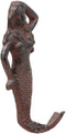 Ebros Gift 6" Tall Cast Iron Rustic Vintage Finish Wall Coat Hook Mermaids Decorative Accent Hooks for Keys Leashes Hats (4)