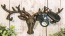 Cast Iron Vintage Western Rustic Stag Deer with Crown Antlers Wall Key Hooks