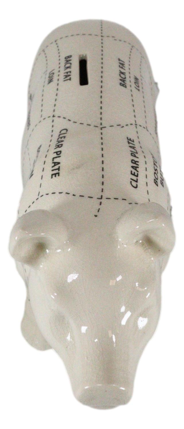 Large Ceramic Country Farmhouse Pig Swine Pork Butcher Chart Piggy Coin Bank Jar