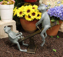 Ebros Large Aluminum Father and Son Frogs On Seesaw Garden Statue 21" Long
