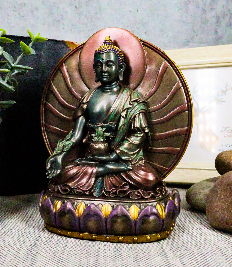 Ebros Bodhisattva Bhaisajyaguru Medicine Buddha Meditating On Lotus Throne 6"H