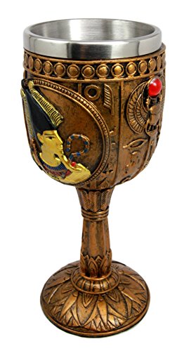 Ebros Egyptian Osiris Wine Goblet in Hieroglyphic Design 6oz 7" Tall