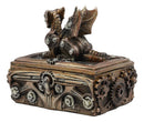 Ebros Bronzed Steampunk Cyborg Dragon Jewelry Box Figurine 9.5"L Robotic Serpentine