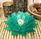 Teal Green Capiz Seashells Lotus Flower Votive Tea Light Candle Holder 8.5"D
