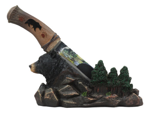 Black Bear In Mountain Forest Landscape Statue With Large Letter Opener Dagger - Ebros Gift