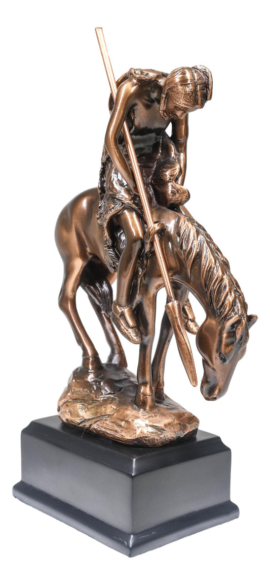 End of The Trail Weary Tribal Warrior Figurine Electroplated Bronze Resin 5.5"H - Ebros Gift