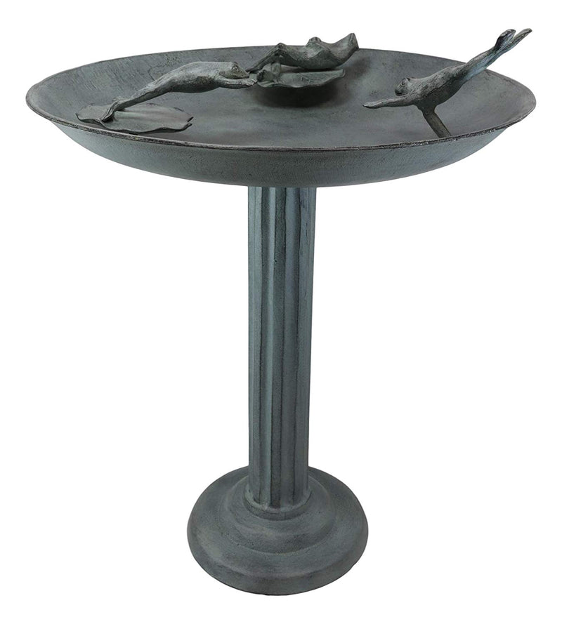 Ebros Gift 26" Tall Aluminum Metal Rustic Cozy Cottage Whimsical Trio Diving Frogs in Pond Plunge Party Garden Bird Feeder Or Bath Statue for Lawn Pool Patio Outdoors Decor Accent