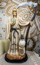 Large 16.75"H White Holy Death Santa Muerte Holding Scythe Globe With Owl Statue - Ebros Gift