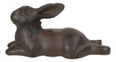 Ebros Gift Cast Iron Whimsical Bunny Rabbit Lying Down 3D Art Animal Sculpture