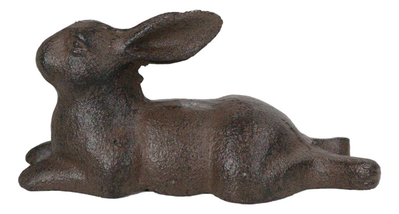 Ebros Gift Cast Iron Whimsical Bunny Rabbit Lying Down 3D Art Animal Sculpture