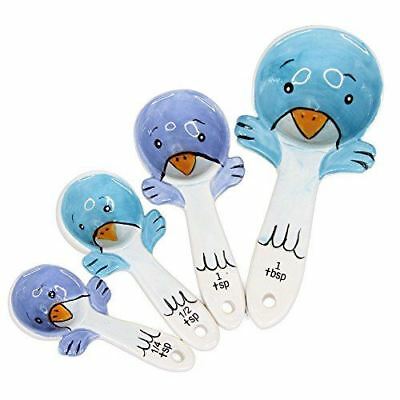 Ebros Loveable Little Spring Birds Ceramic Measuring Spoons Set of 4