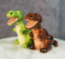 Ceramic Green And Brown T Rex Jurassic Dinosaurs Salt And Pepper Shakers Set