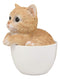 Ebros Lifelike Orange Tabby Cat Teacup Pet Pal Statue 5.75" Tall