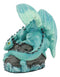 Ebros Small Aqua Blue Whimsical Dragon On Ocean Rock Statue 3.75"Long Fantasy