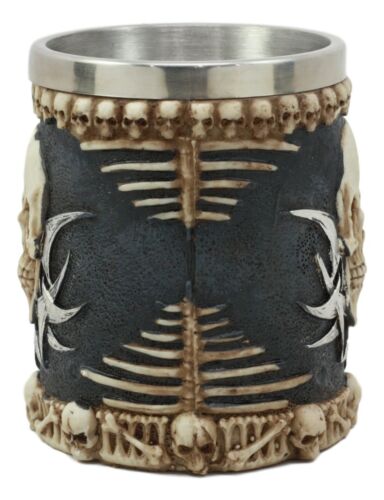 Ebros Evil Grinning Tribal Skull Tankard With Skulls Skeletal Spine Bones Handle - Ebros Gift