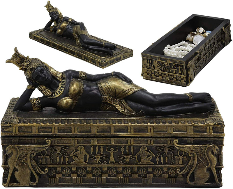 Ebros 8" Long Ancient Egyptian Queen Cleopatra in Repose Decorative Jewelry Box