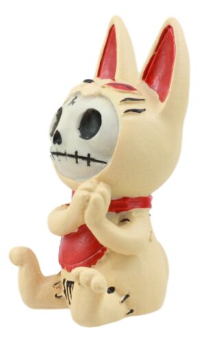 Ebros Japanese Beckoning Fox Maneki Kitsune Furry Bones Figurine 3" Tall Furrybones Skeleton Collectible Statue - Ebros Gift