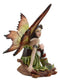 Jolly Christmas Woodlands Elf Fairy With Gazing Ball Sitting On Oak Leaf Statue