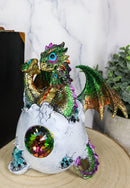 Ebros Green Emerald Crystal Hydra 3 Headed Dragon Hatchling In Egg Shell Statue Decor