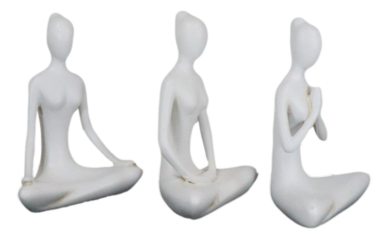 Set of 3 Zen Calming Meditation Women Yoga Mudra Poses Abstract Figurines